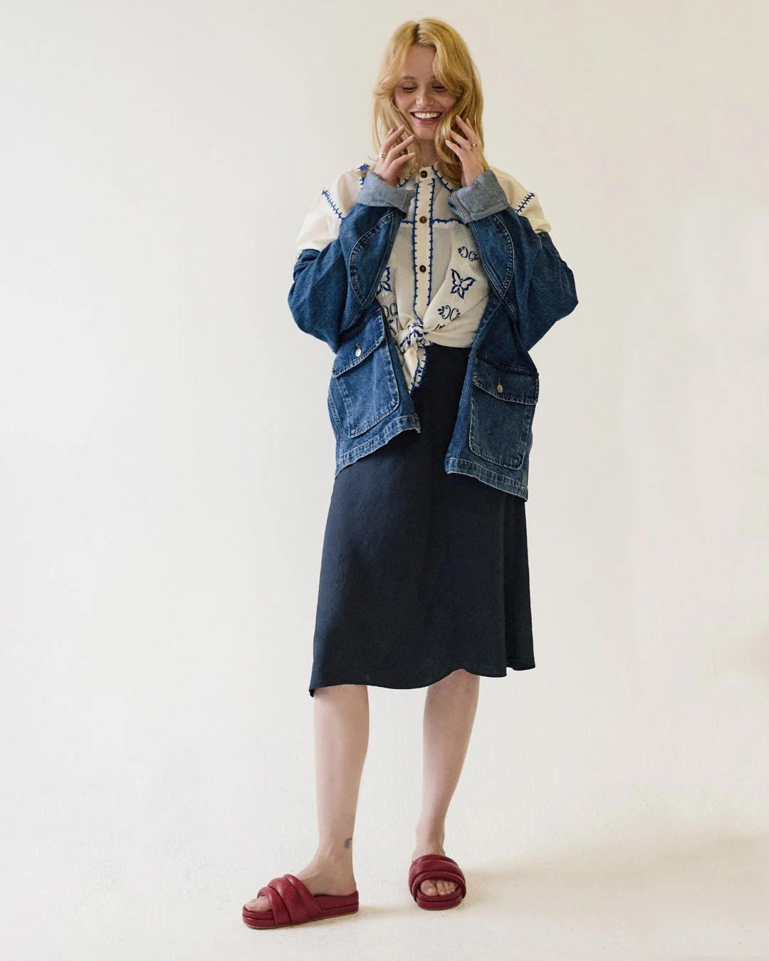 The Softie Slide - Cherry Red Napa Leather - Image 12