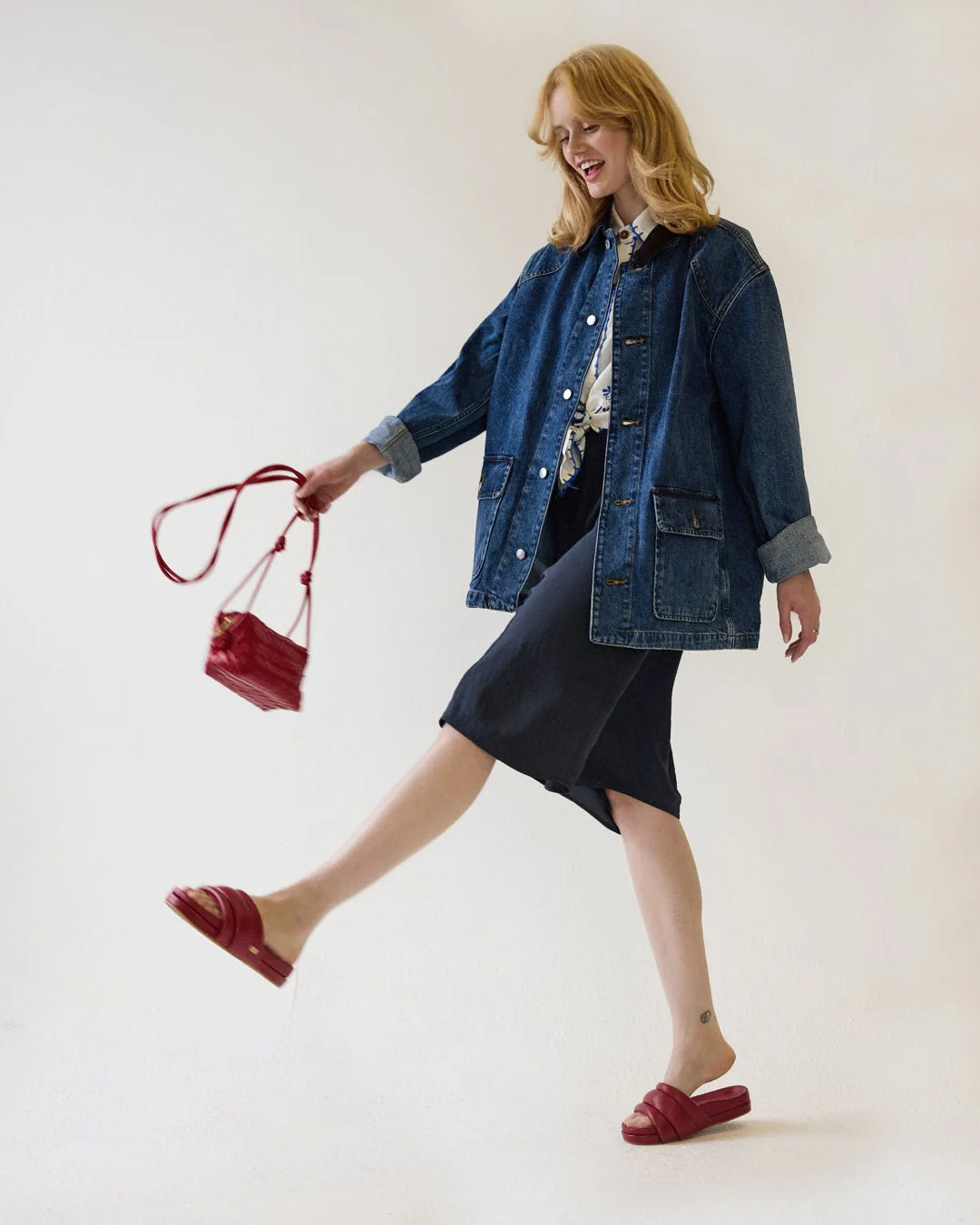 The Softie Slide - Cherry Red Napa Leather - Image 8