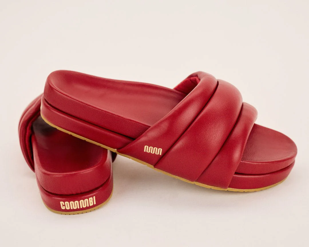 The Softie Slide - Cherry Red Napa Leather - Image 9
