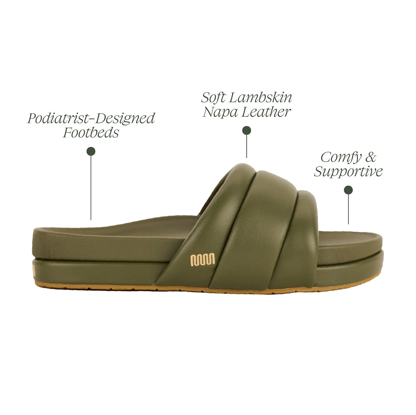 The Softie Slide - Olive Green Napa Leather - Image 4